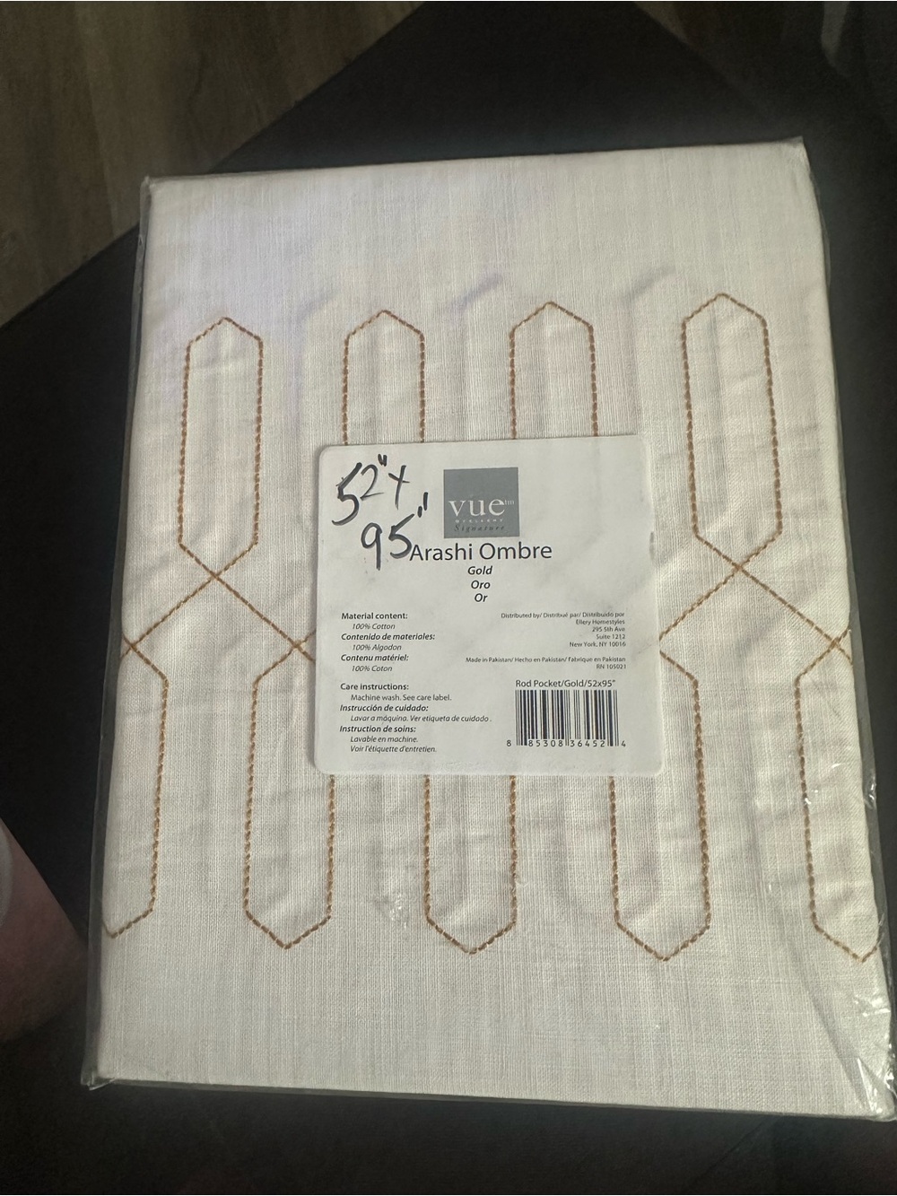 VUE Arashi Ombre Gold Embroidered Curtain Panel